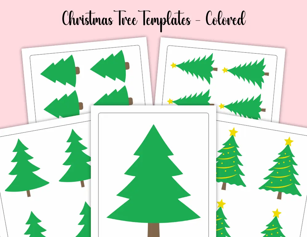 Printable Simple Christmas Tree Templates Colored