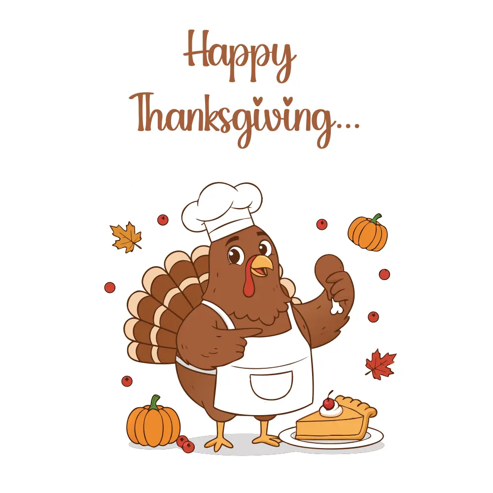 Cute Turkey Chef Thanksgiving Card