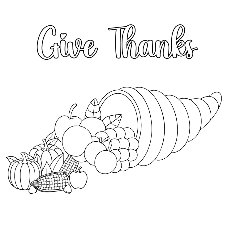 Cornucopia to Color Printable Card