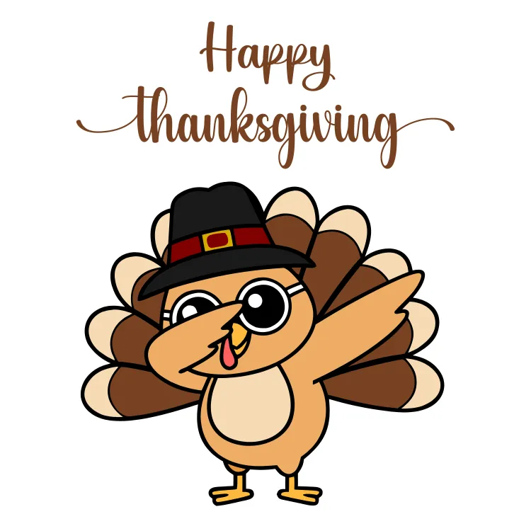 Dabbing Turkey with Pilgrim Hat Card
