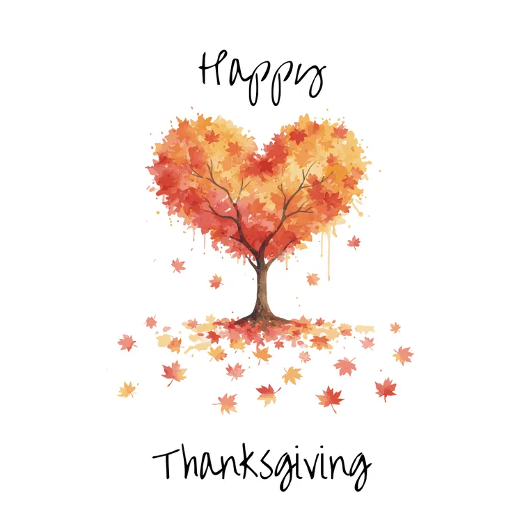 Cute Heart Shaped Autumn Tree Printable Card