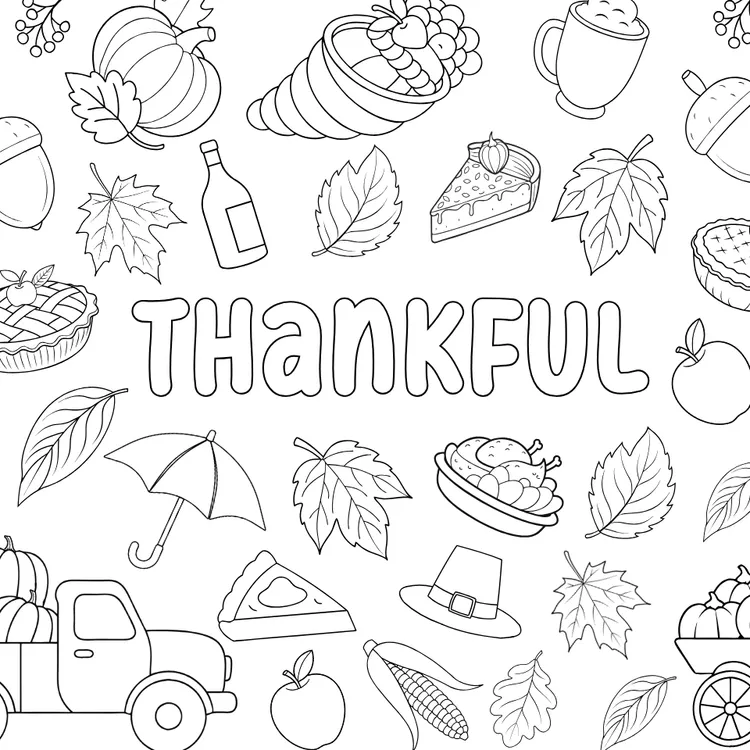 Thankful Coloring Card