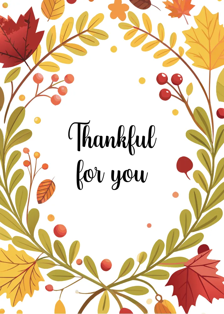 Thankful For You Printable Card