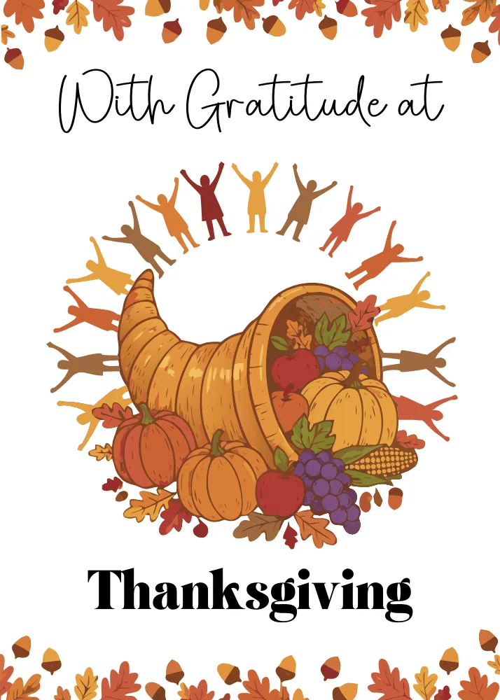 Cornucopia Themed Thanksgiving Card