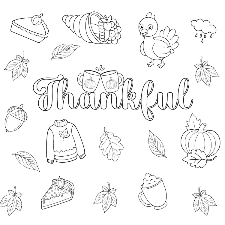 Happy Thanksgiving Coloring Card