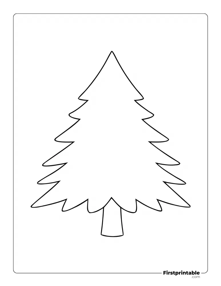 Realistic Christmas Tree Template - Large Outline