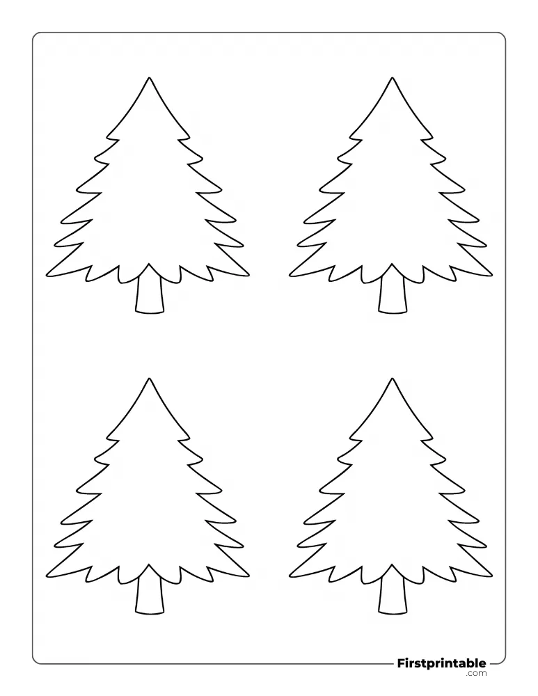 Realistic Christmas Tree Template - Small Outline