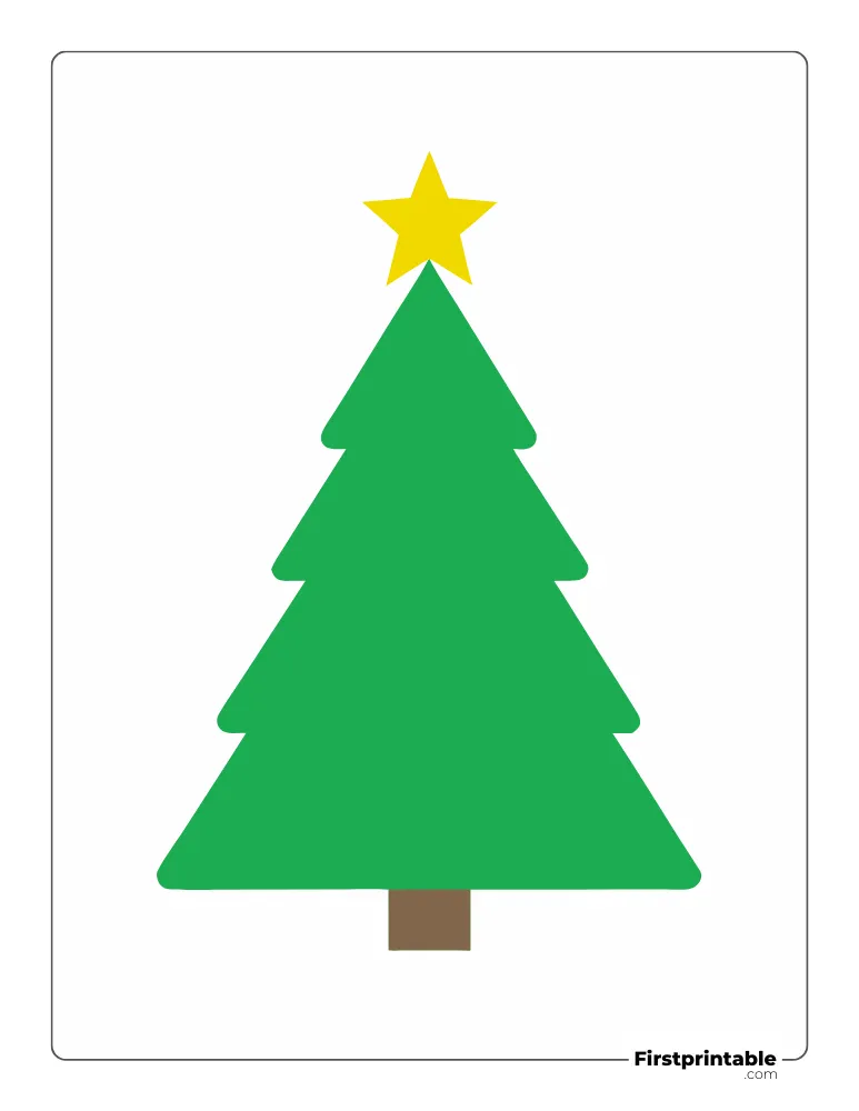 Rounded Fir Xmas Tree with Star - Large Colored