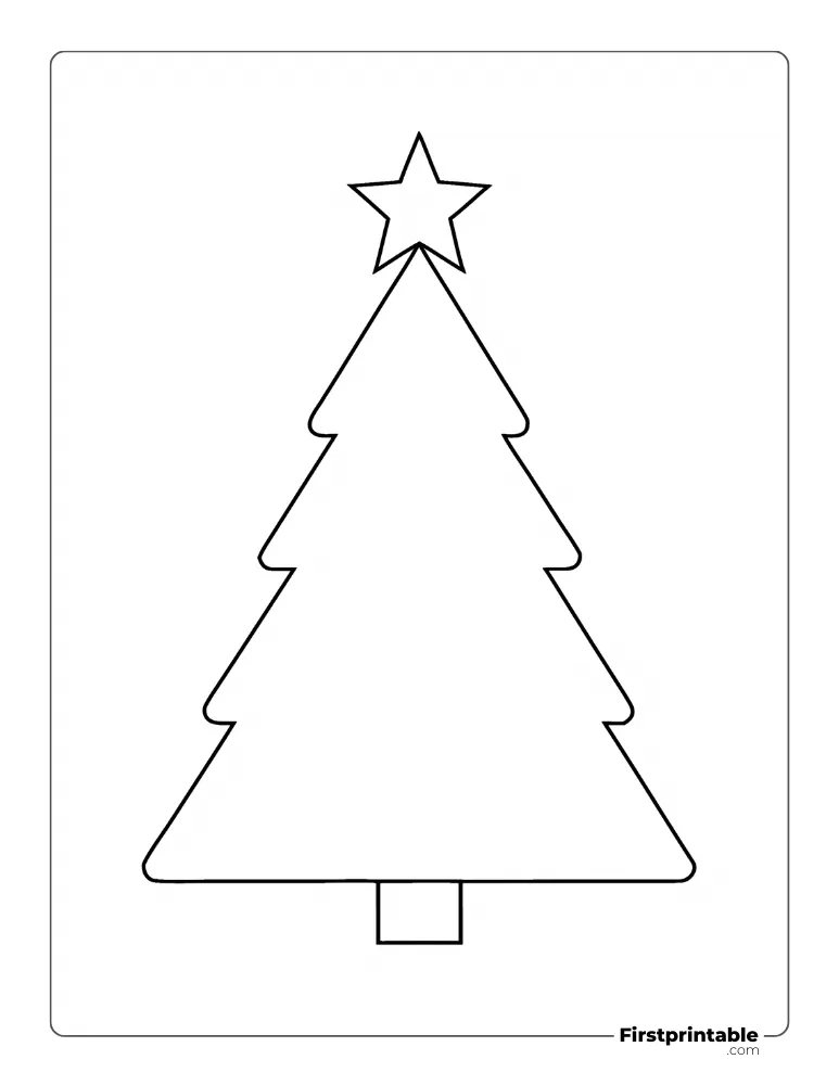 Rounded Fir Xmas Tree with Star - Large Outline