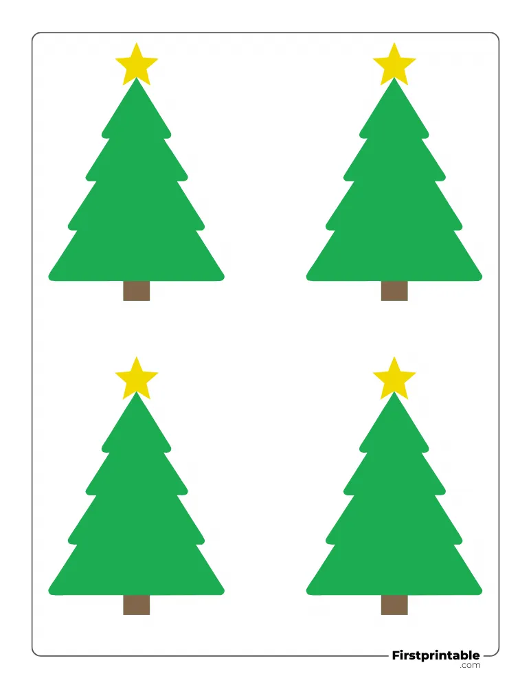 Rounded Fir Xmas Tree with Star - Small Colored