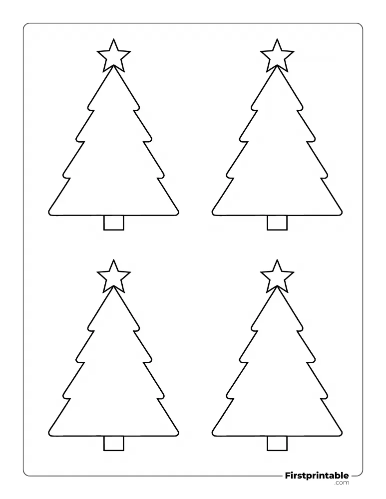 Rounded Fir Xmas Tree with Star - Small Outline