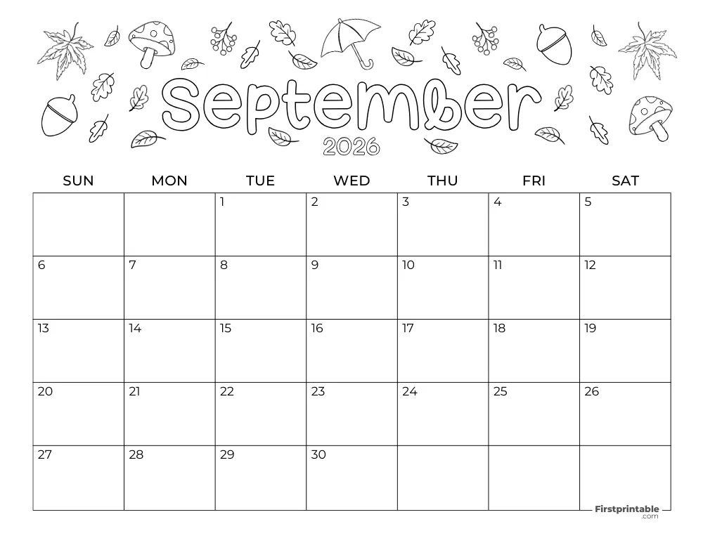 September 2026 Calendar Fall Themed