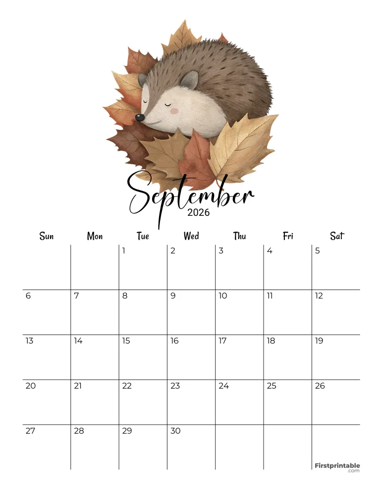 September Calendar 2026 Autumn Template 08
