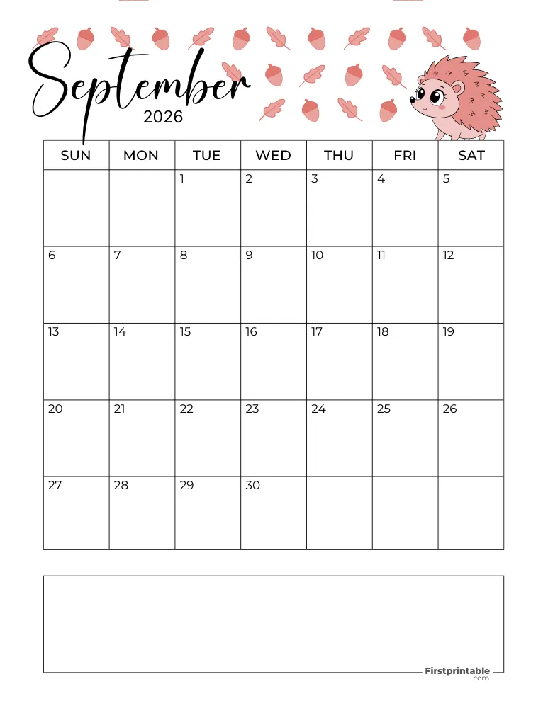 September Calendar 2026 Autumn Template 10