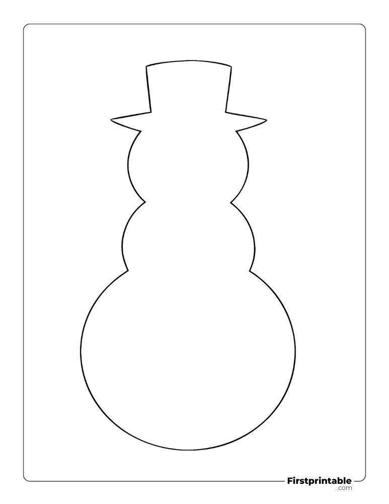 Simple Snowman Template - Large Outline
