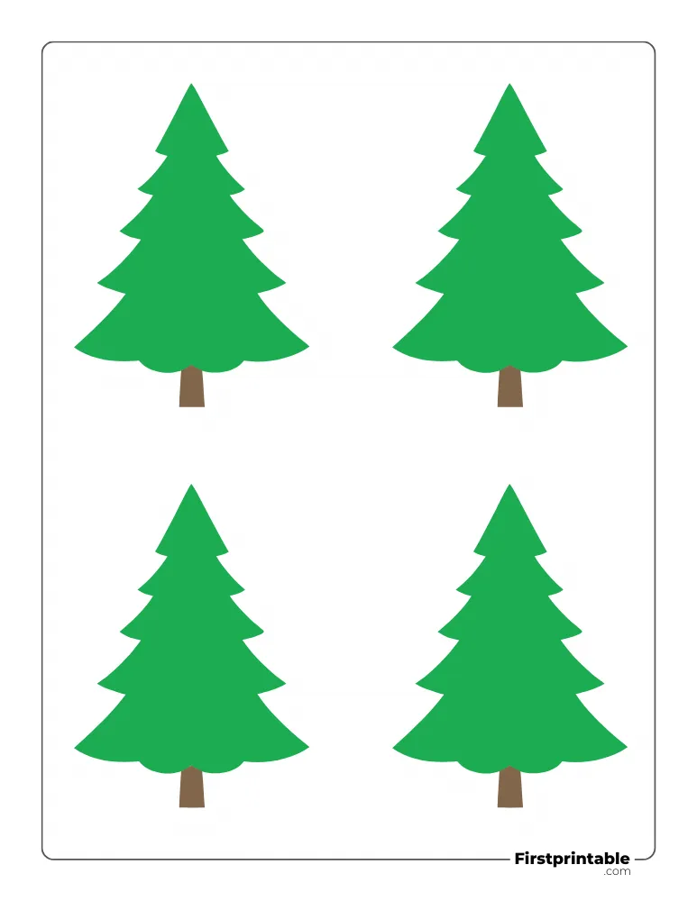 Simple Christmas Tree Template - Small Colored