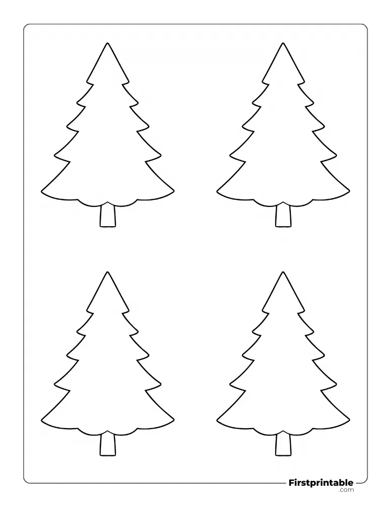 Simple Christmas Tree Template - Small Outline