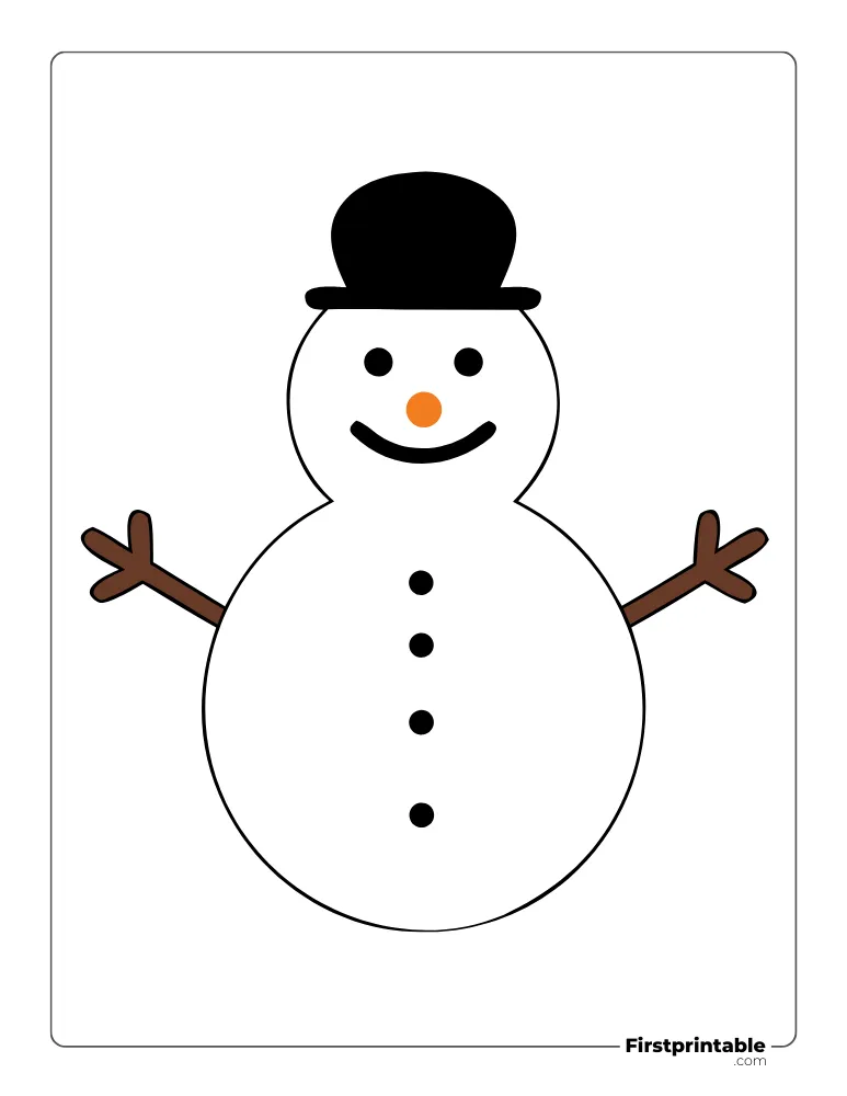 Simple Snowman Template - Large Colored