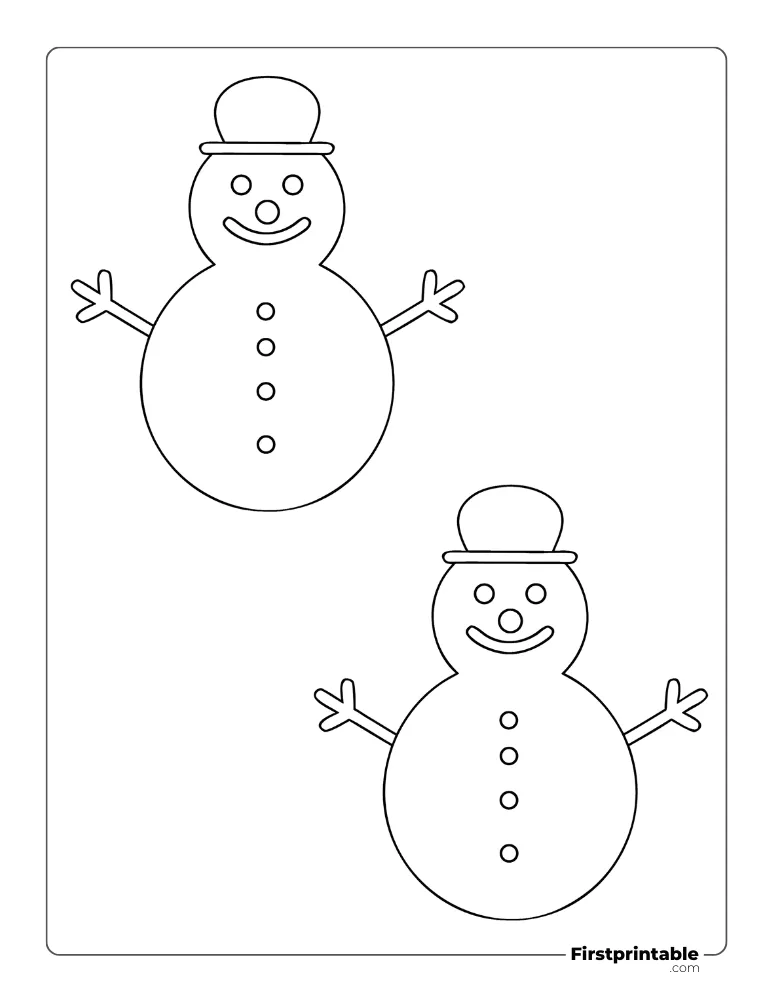 Snowman Template - Medium Outline