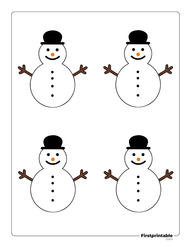 Simple Snowman Template - Small Colored