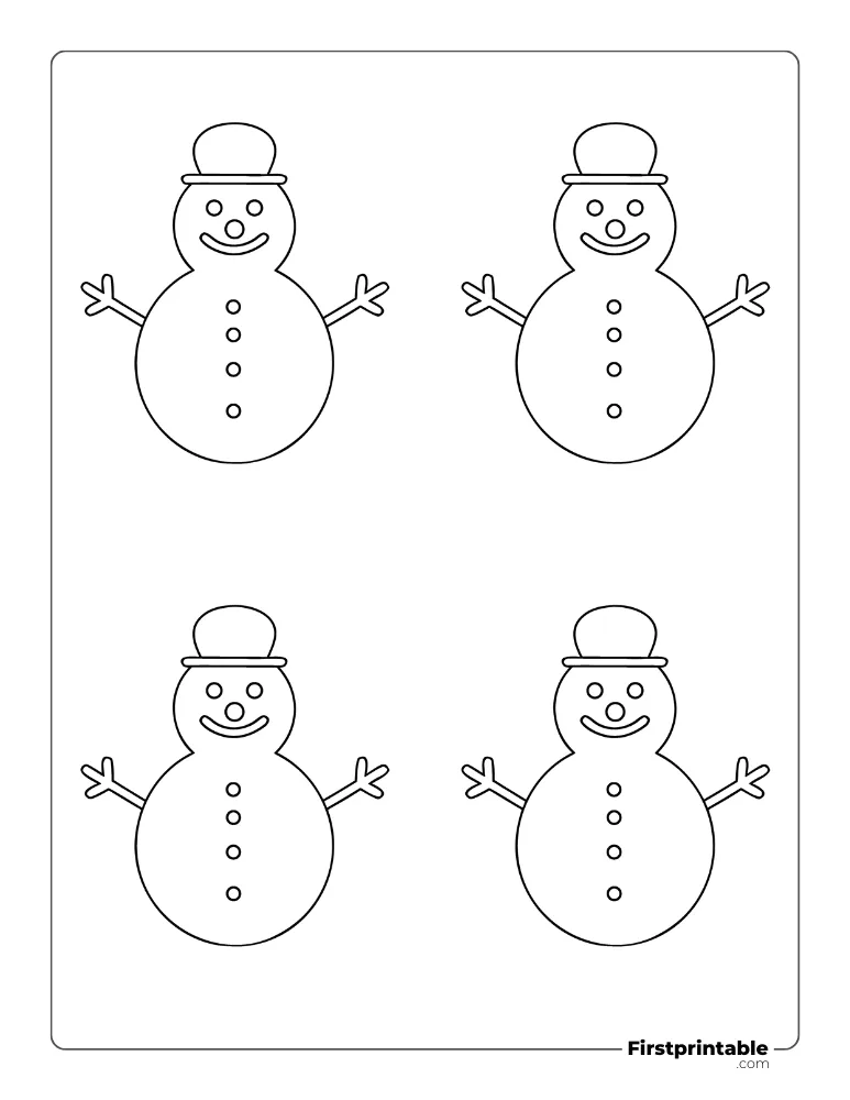 Simple Snowman Template - Small Outline