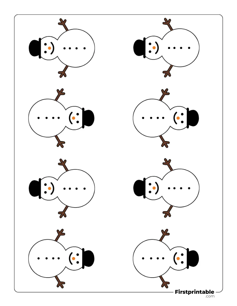 Simple Snowman Template - XS Colored