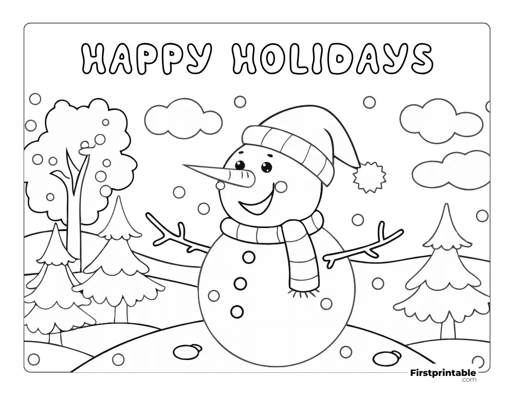 Happy Holidays Coloring Page