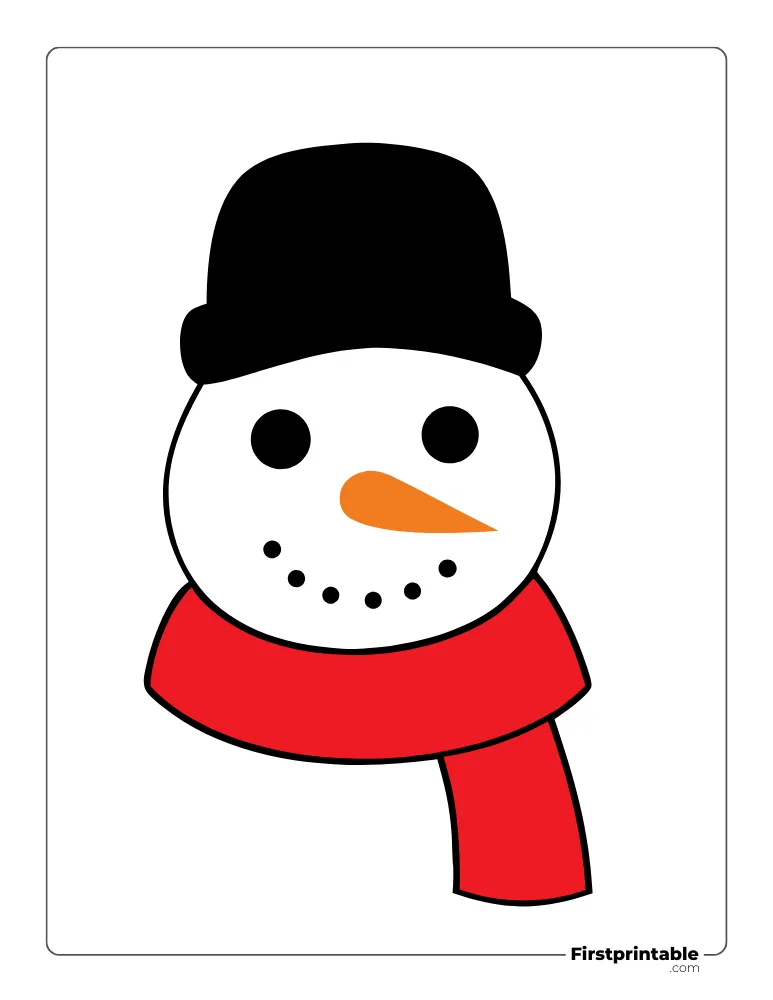 Snowman Face Template with Hat and Scarf Colored