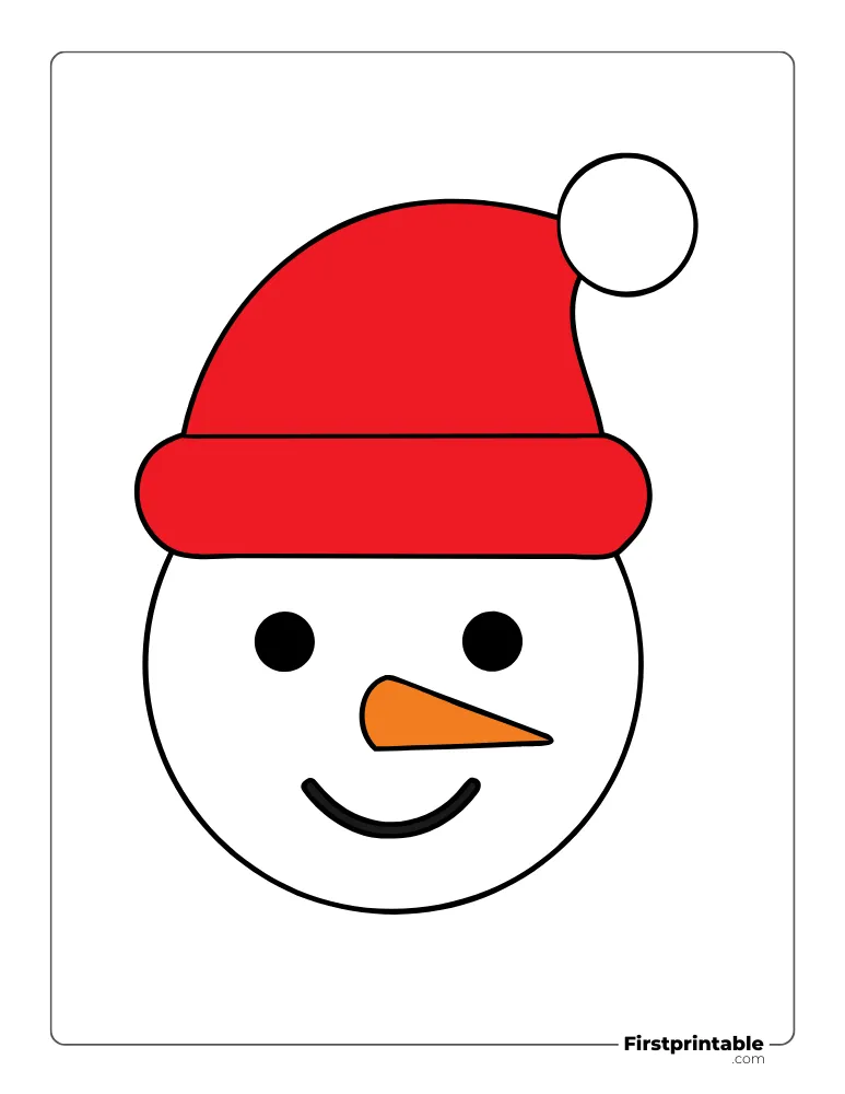 Snowman Face Template with Santa Hat Outline
