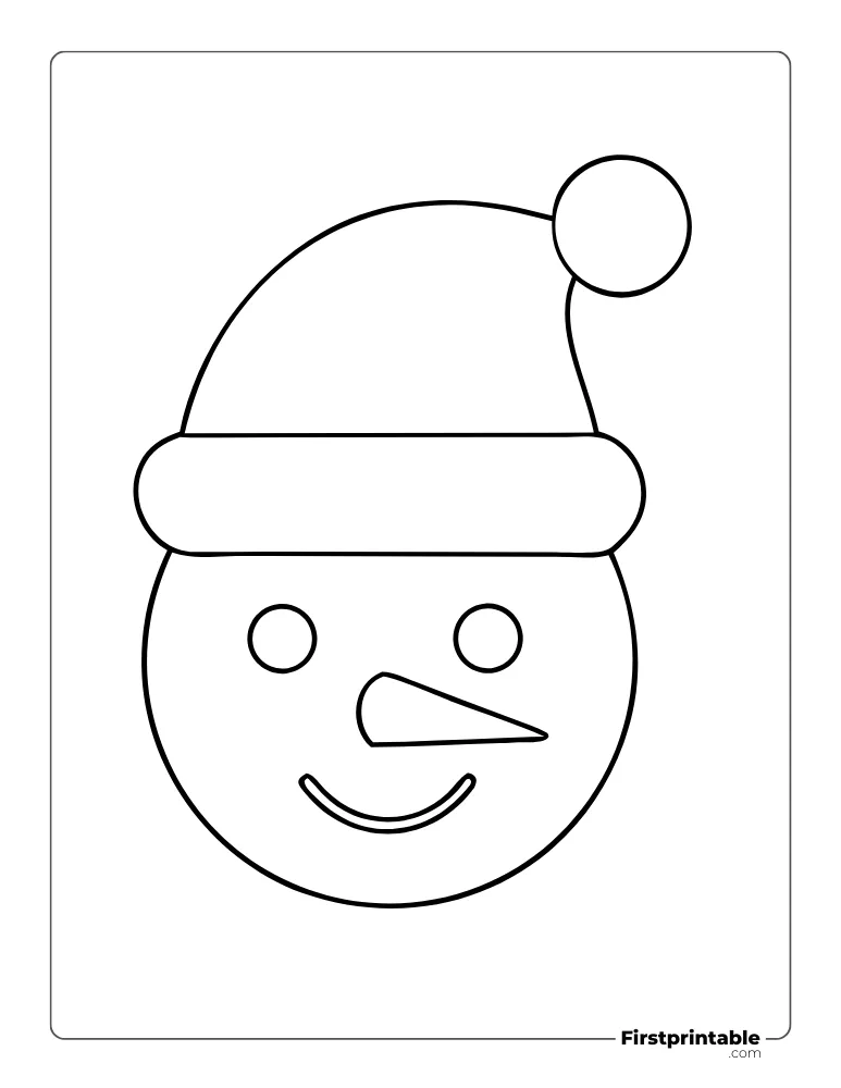 Snowman Face Template with Santa Hat Outline