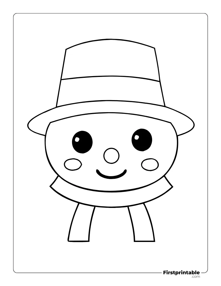 Snowman Face Template with Top Hat and Scarf Outline