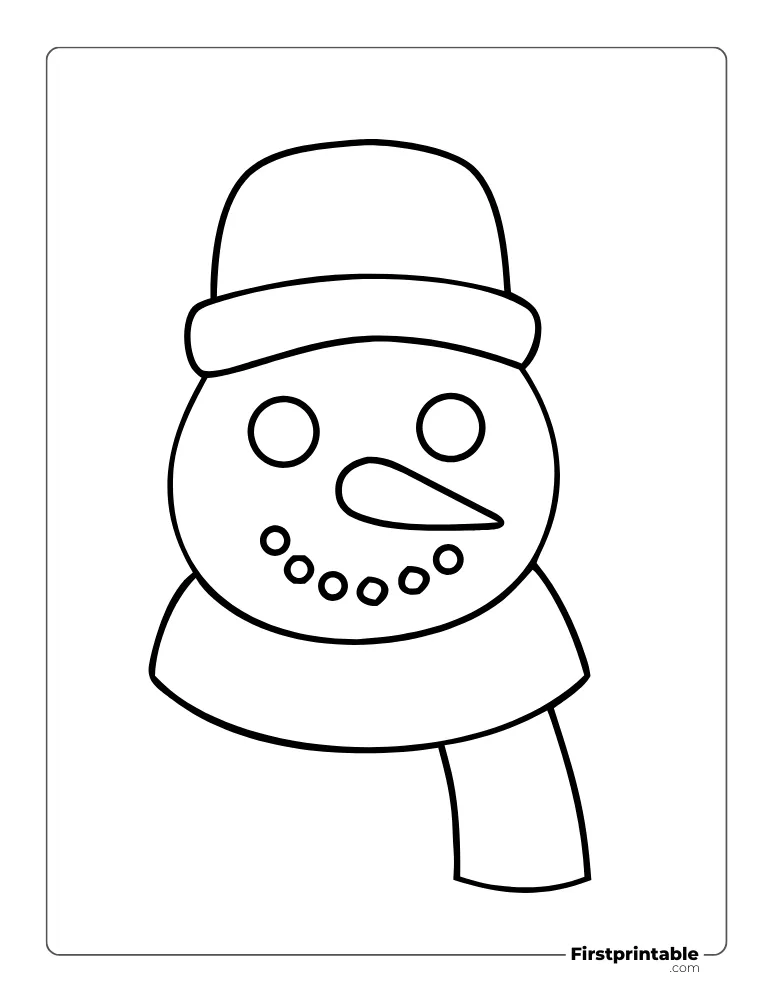 Snowman Face Template with Hat and Scarf Outline