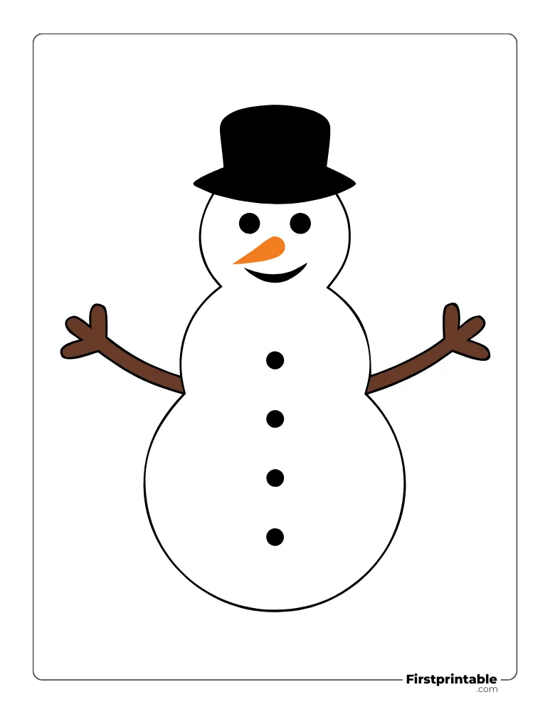 Snowman Template with Hat - Large Colored