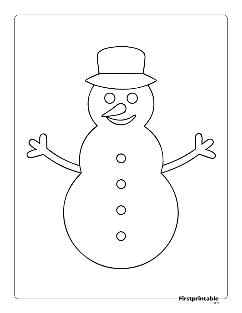 Snowman Template with Hat - Large Outline