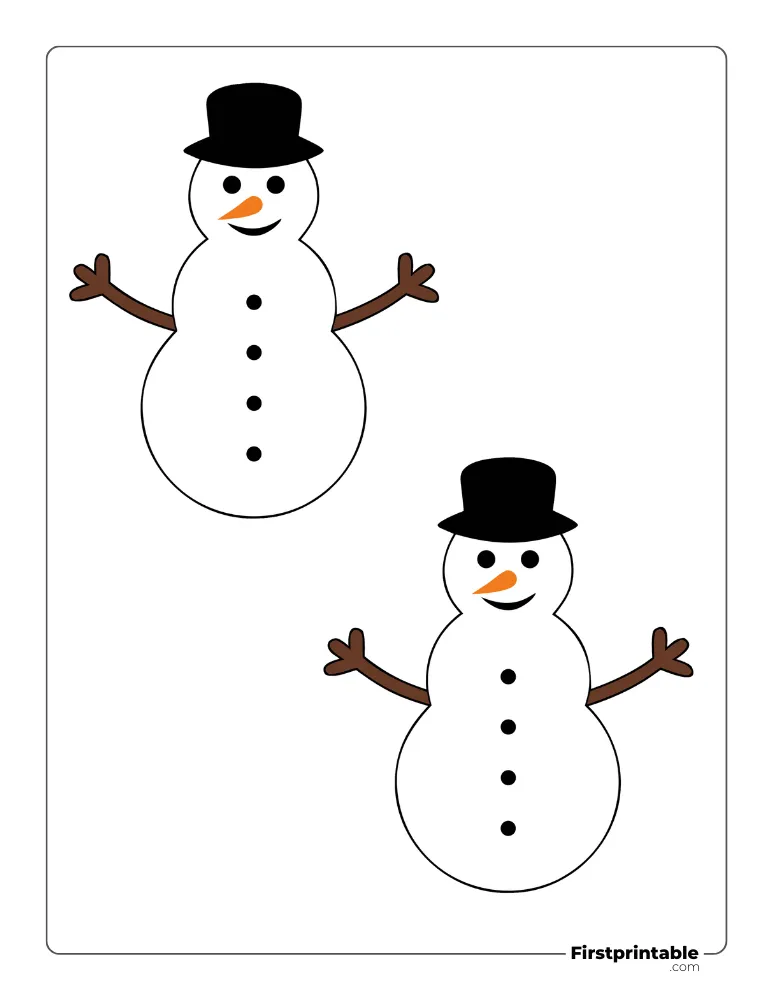 Snowman Template with Hat - Medium Colored