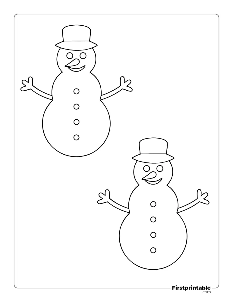 Snowman Template with Hat - Medium Outline