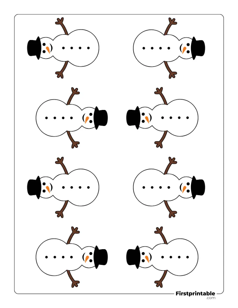 Snowman Template with Hat - XS Colored