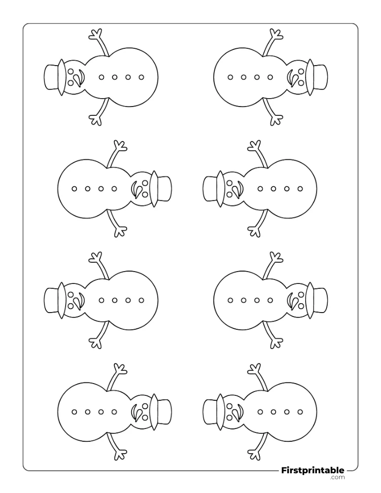 Snowman Template with Hat - XS Outline