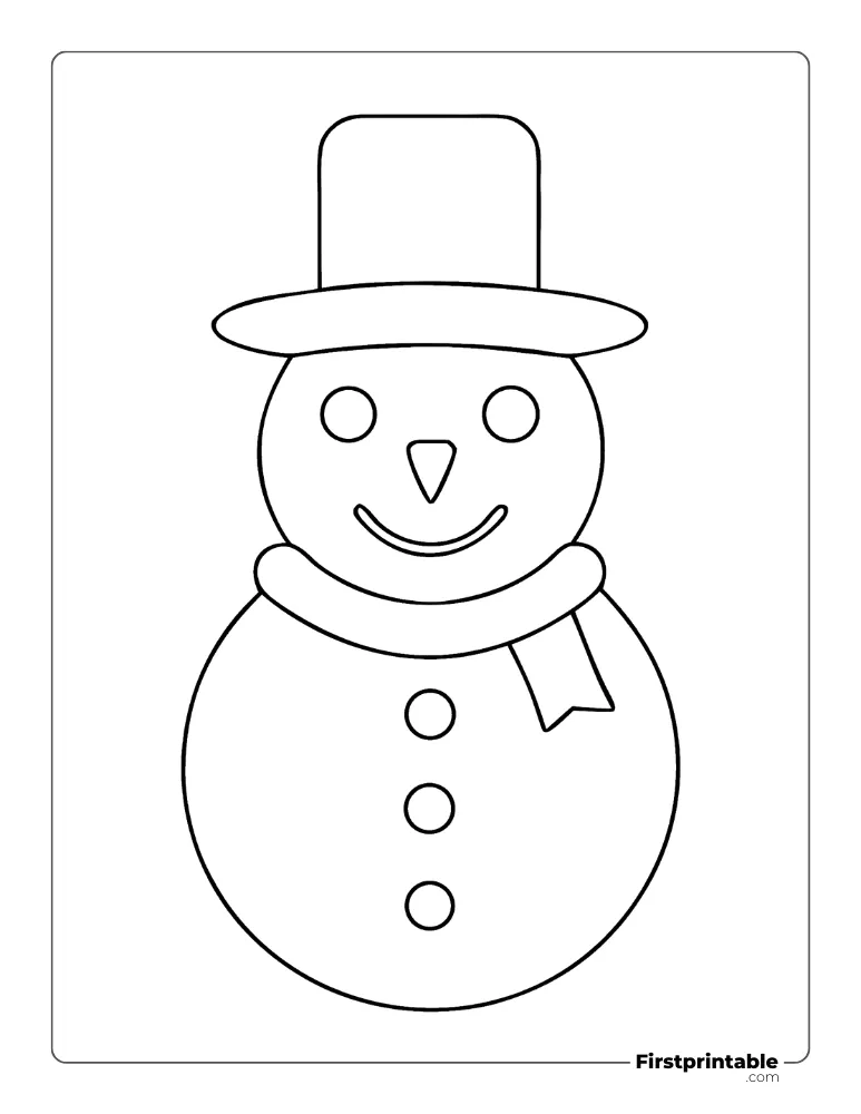 Snowman Template with Hat and Scarf - Large Outline