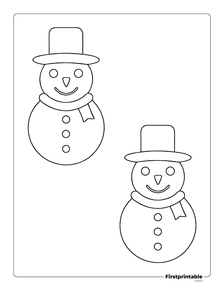 Snowman Template with Hat and Scarf - Medium Outline