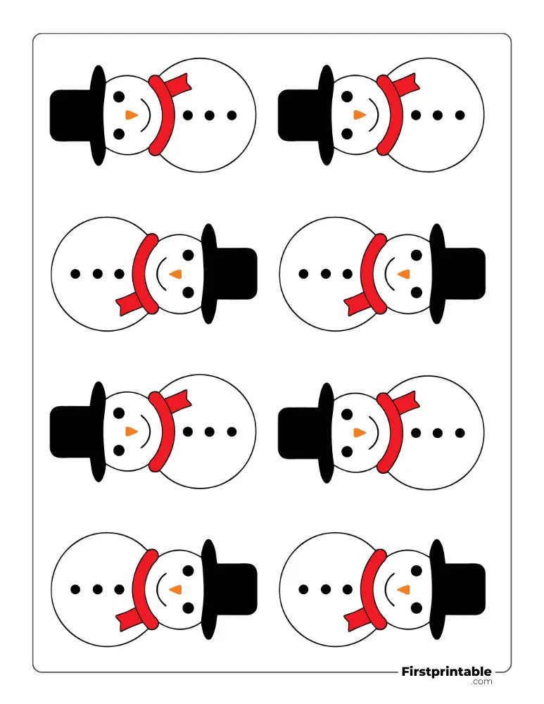 Snowman Template with Hat and Scarf - XS Colored