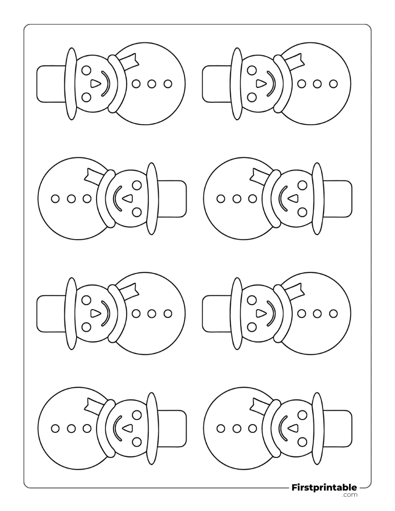 Snowman Template with Hat and Scarf - XS Outline
