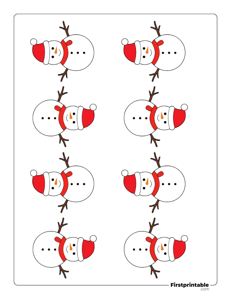 Snowman Template with Santa Hat and Scarf - XS Colored
