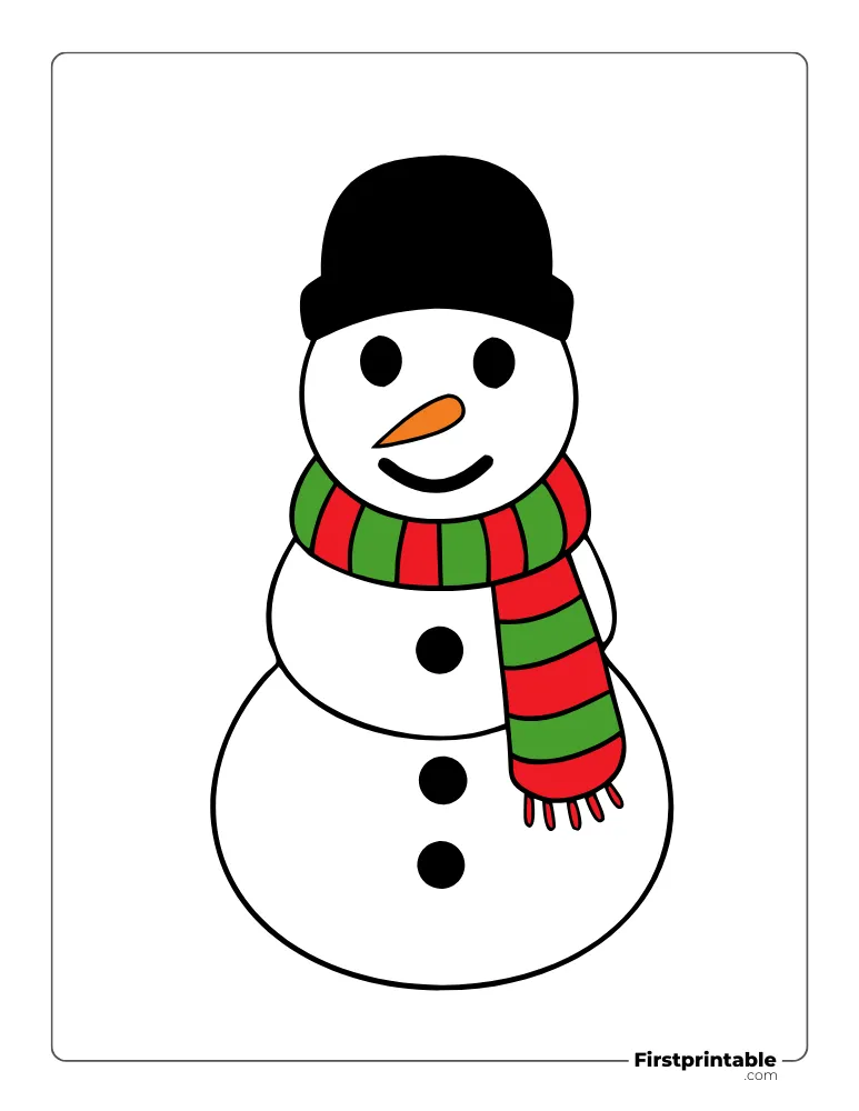 Snowman Template with Woolen Scarf and Hat - Large Colored