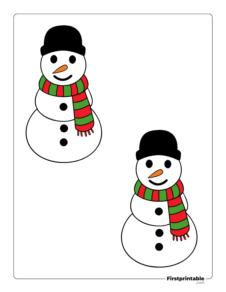 Snowman Template with Woolen Scarf and Hat - Medium Colored