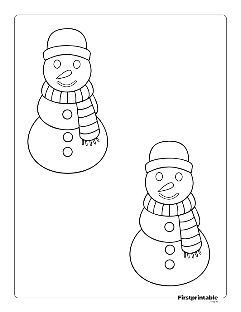 Snowman Template with Woolen Scarf and Hat - Medium Outline