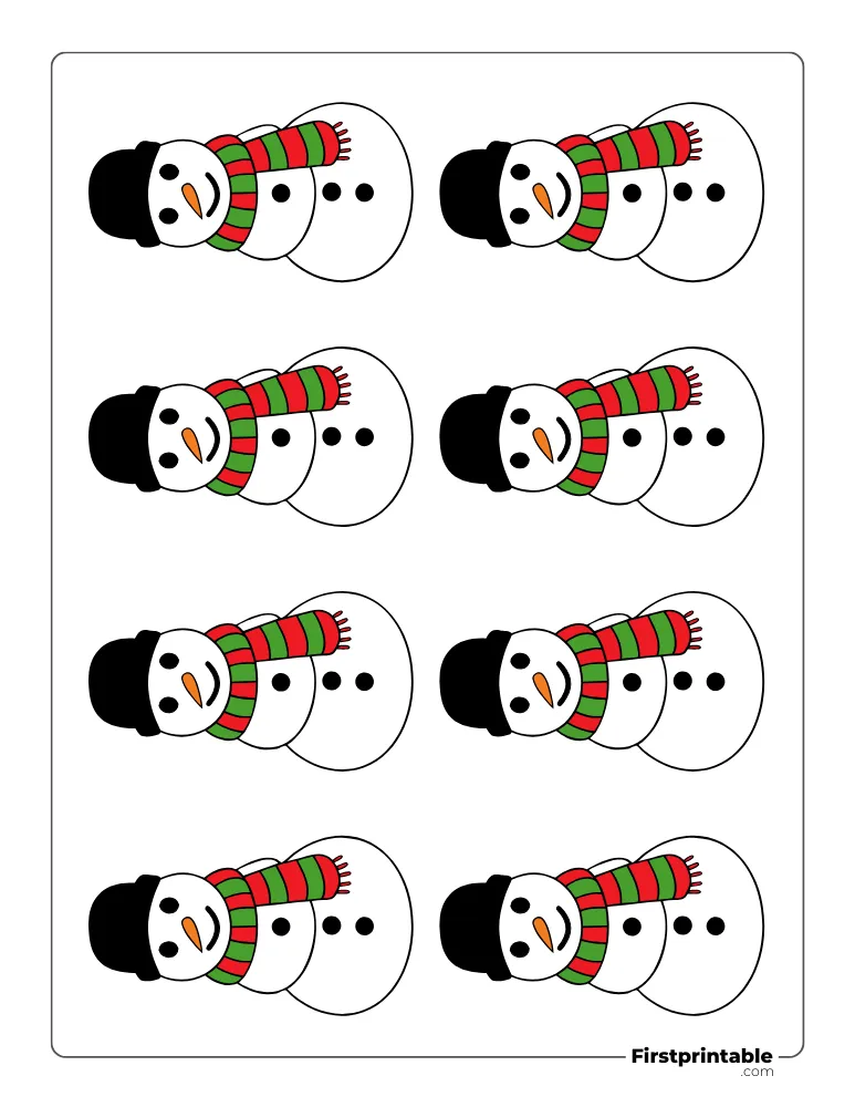 Snowman Template with Woolen Scarf and Hat - XS Colored