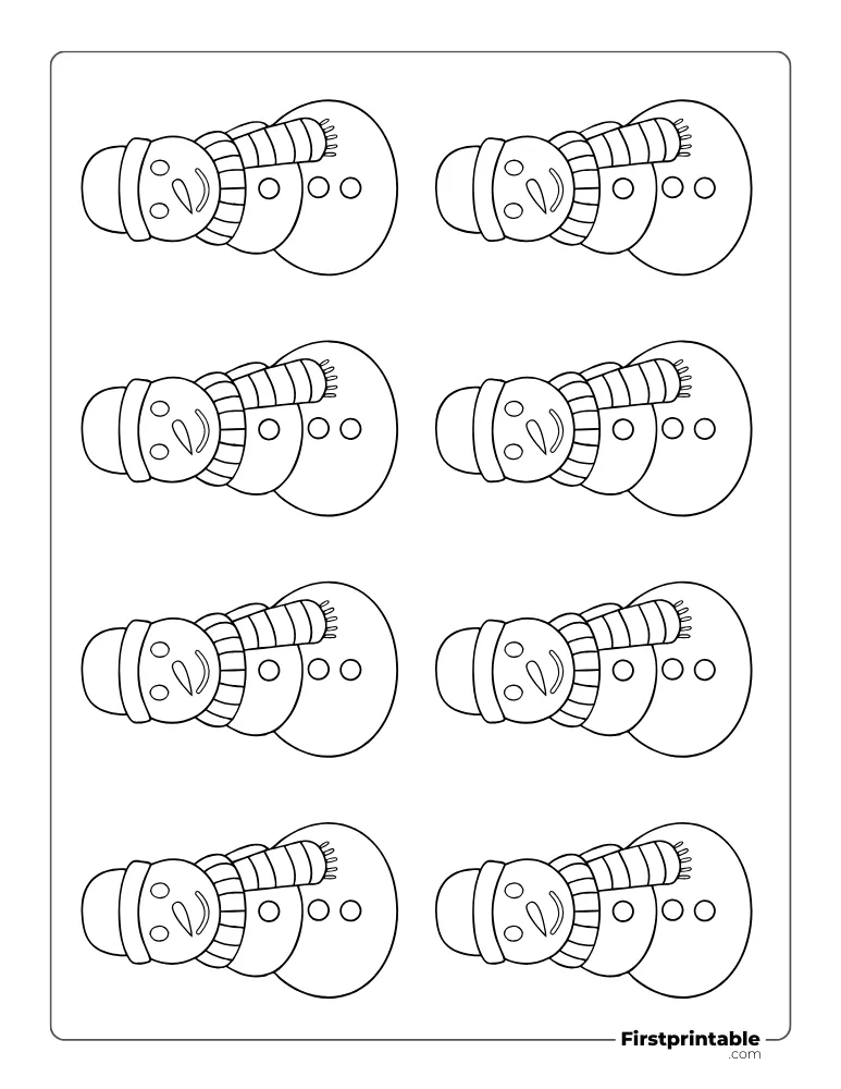 Snowman Template with Woolen Scarf and Hat - XS Outline