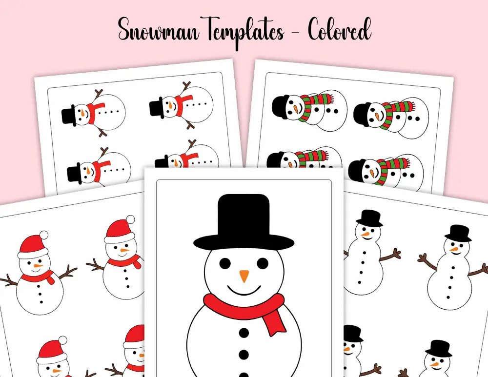 Snowman with Hat Templates Colored