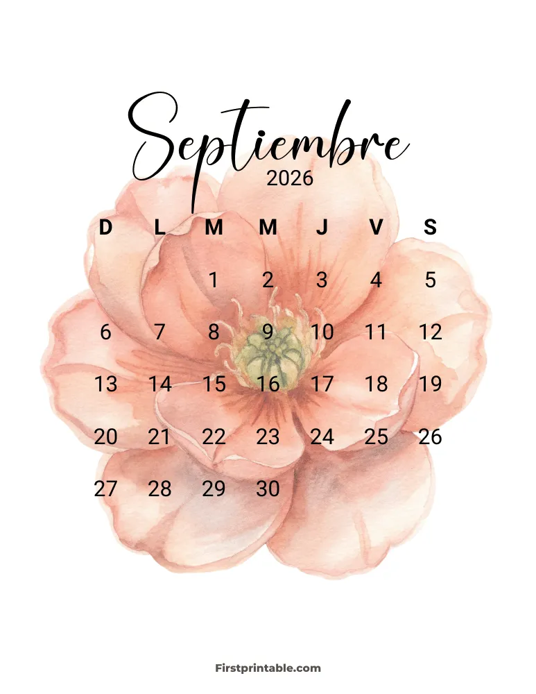 Spanish Printable September Calendar 2026 Template 27